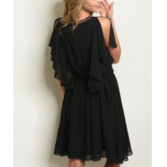 ❤Gorgeous Black with Flower Embroidery Dress ❤ - Picture 2 of 8